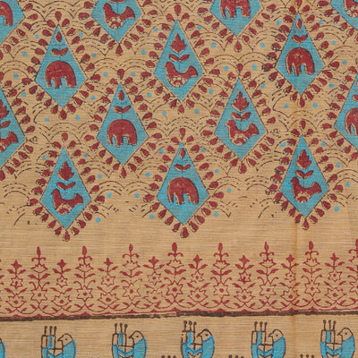 Hand block printed cotton saree
