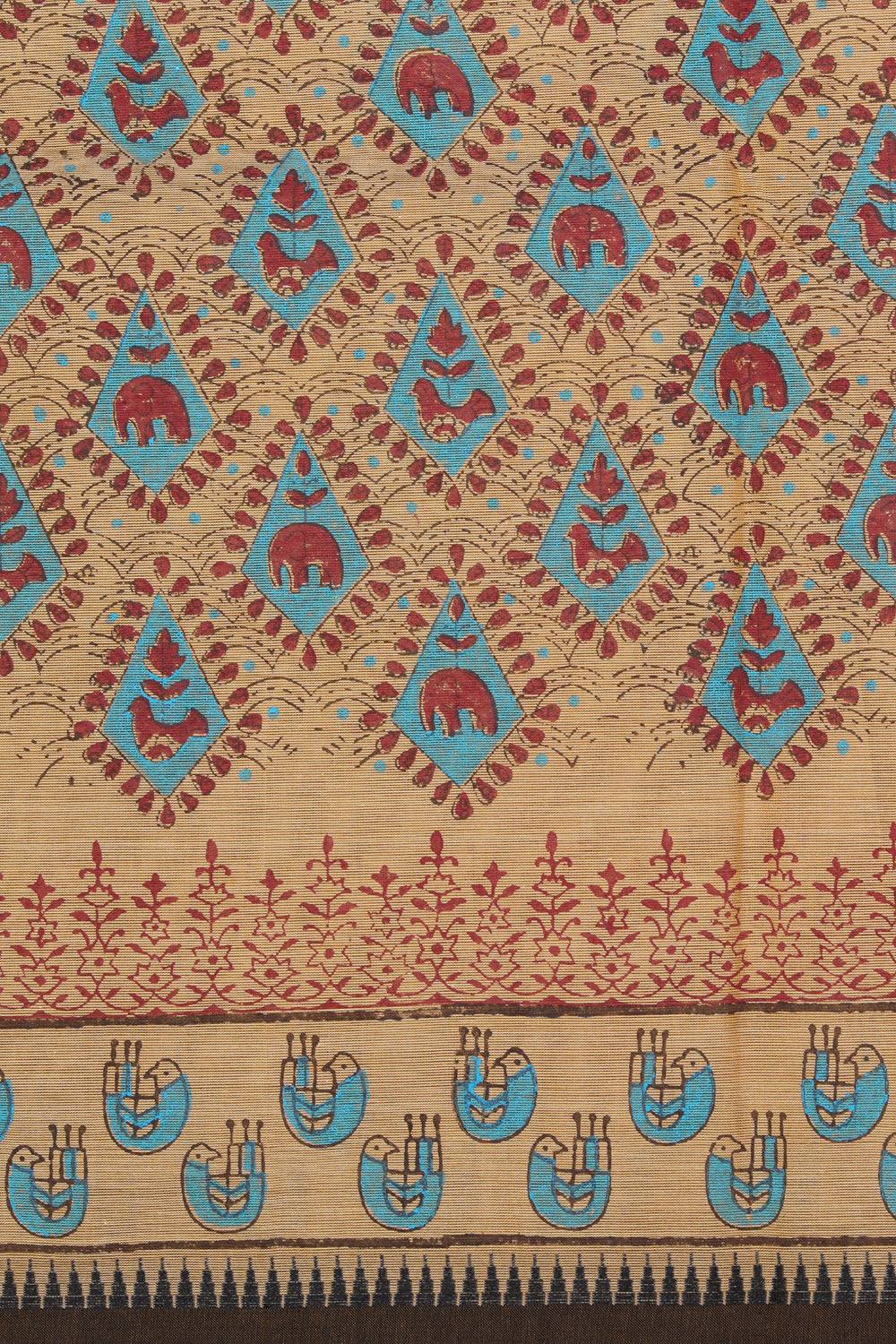 Hand block printed cotton saree
