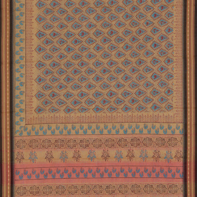 Hand block printed cotton saree