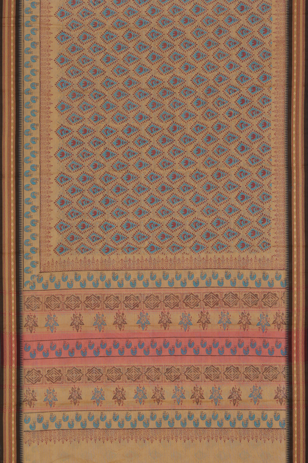 Hand block printed cotton saree