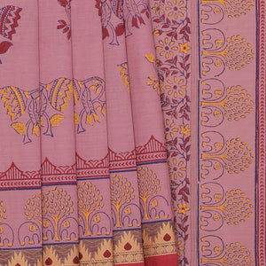 Hand block printed cotton saree
