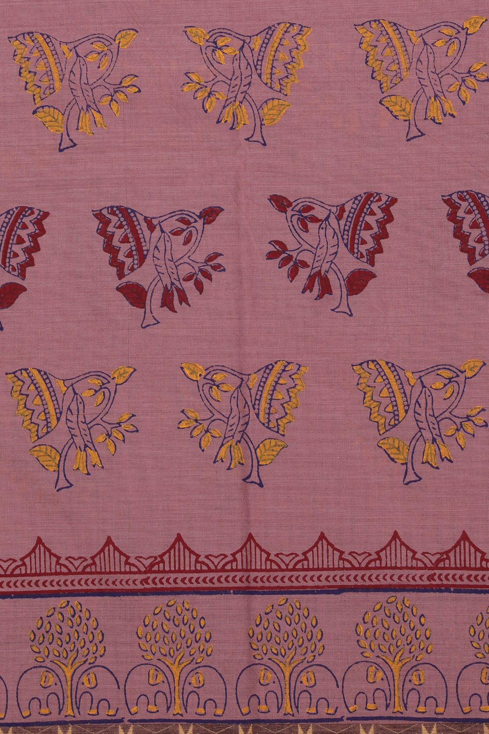 Hand block printed cotton saree