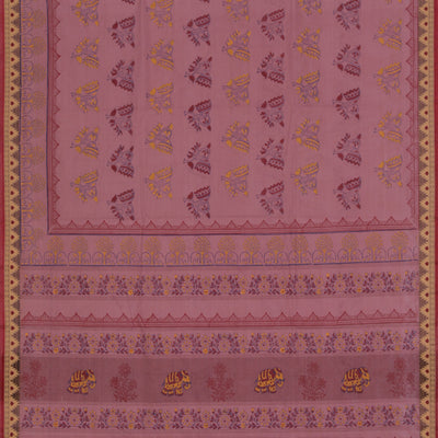 Hand block printed cotton saree