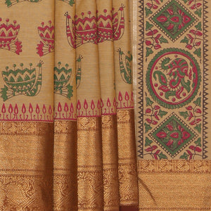 Hand block printed cotton saree