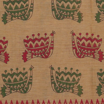 Hand block printed cotton saree