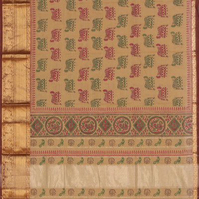 Hand block printed cotton saree
