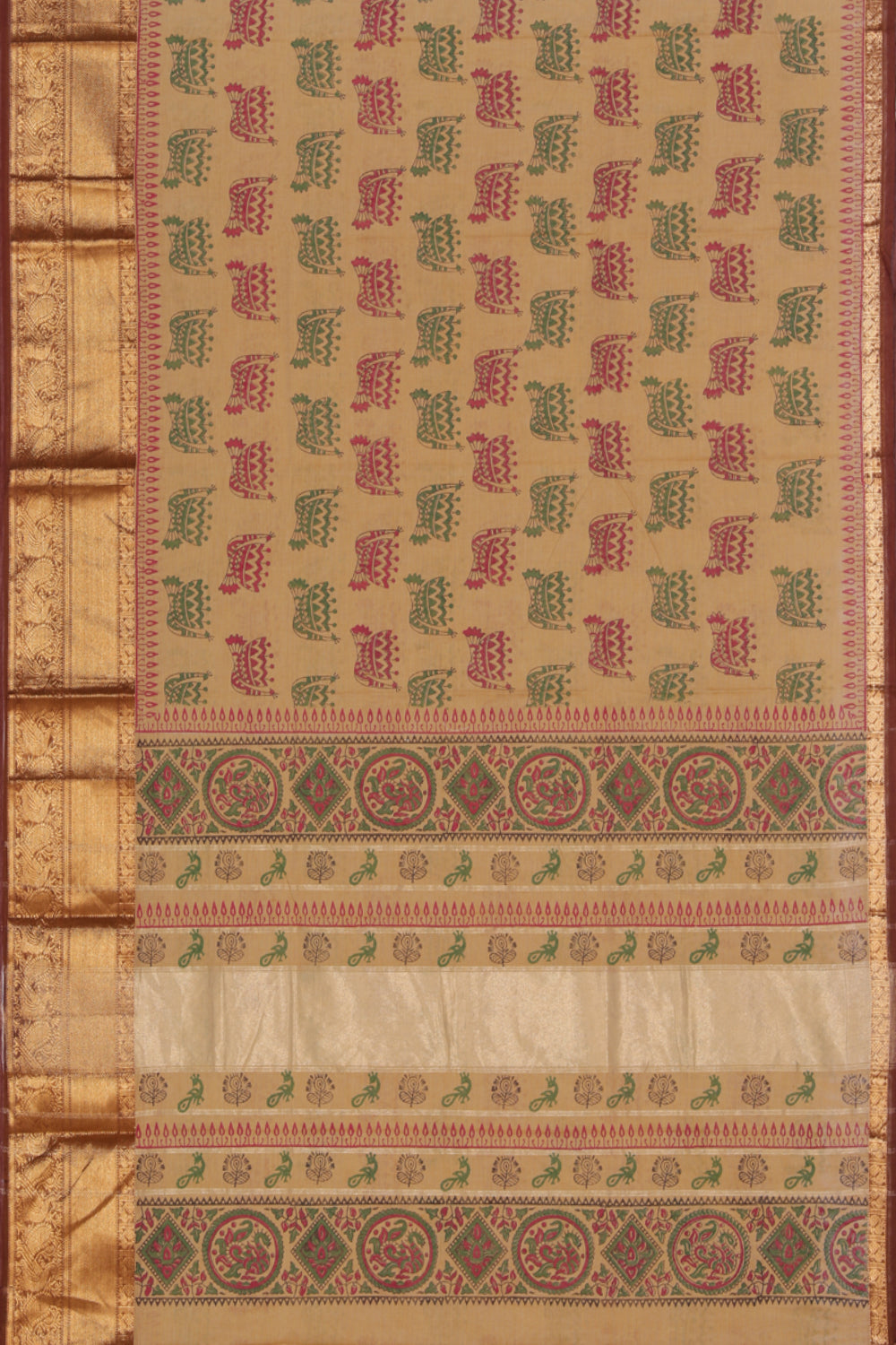 Hand block printed cotton saree