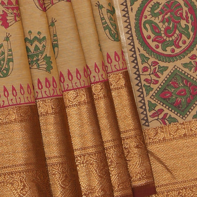 Hand block printed cotton saree