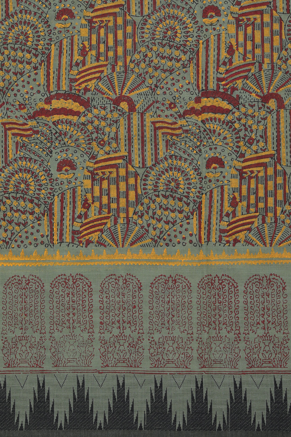 Hand block printed cotton saree