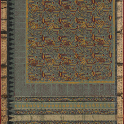 Hand block printed cotton saree