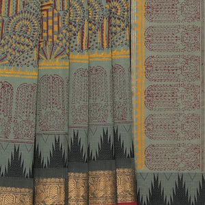 Hand block printed cotton saree