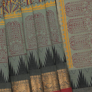 Hand block printed cotton saree
