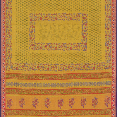Hand block printed cotton saree