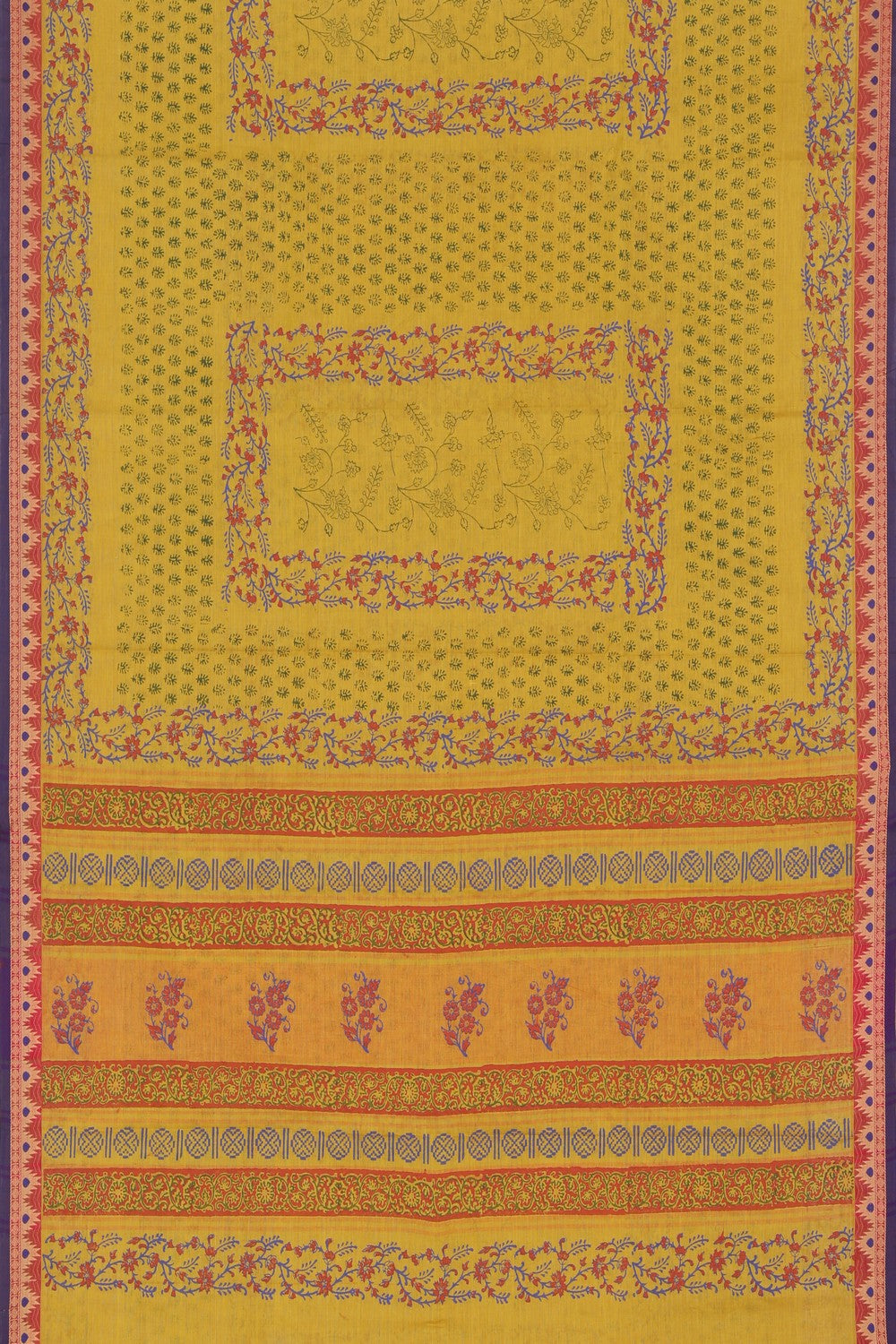 Hand block printed cotton saree