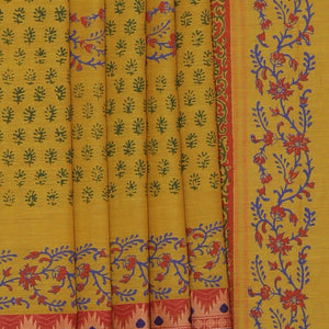 Hand block printed cotton saree