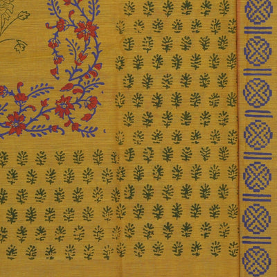 Hand block printed cotton saree