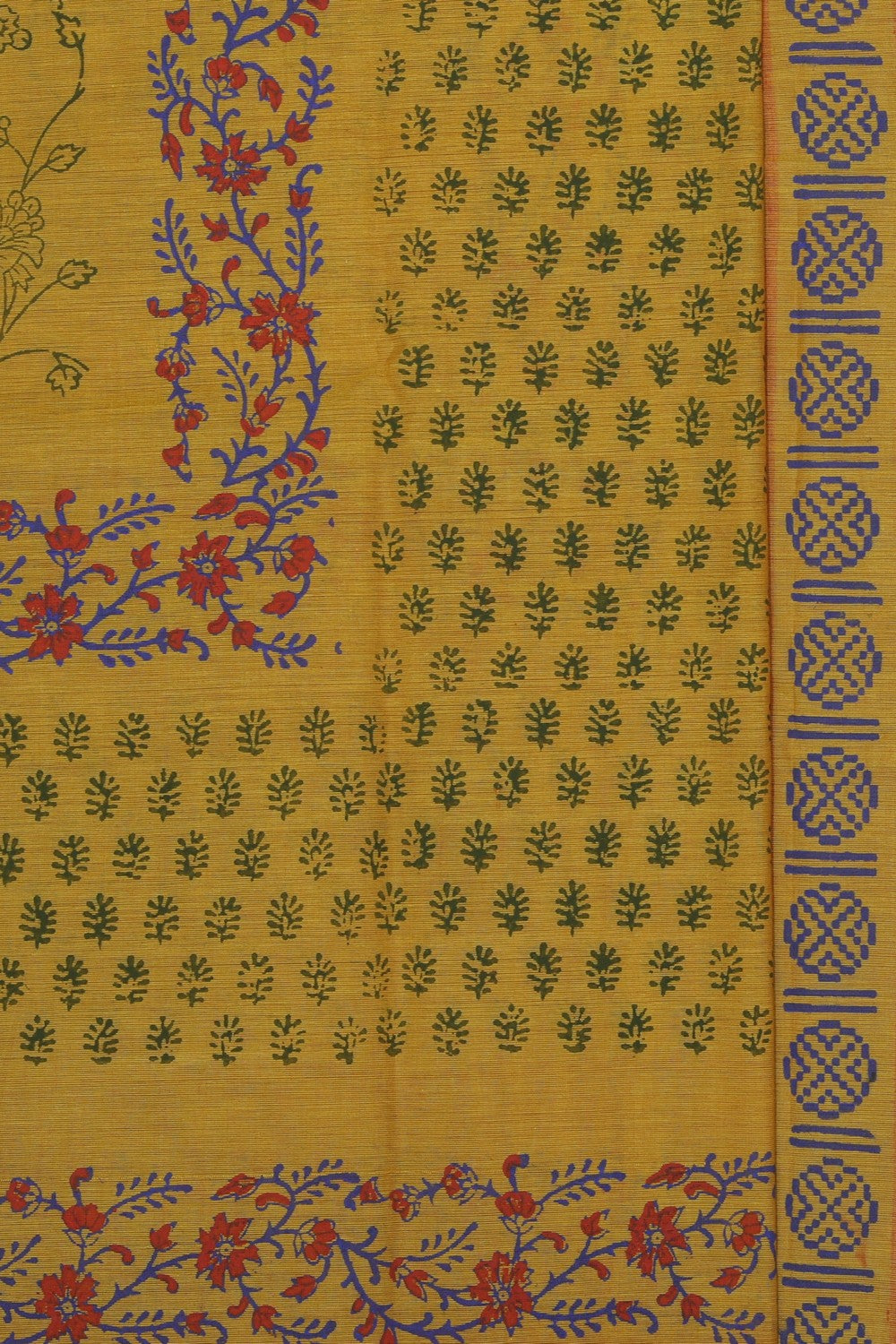 Hand block printed cotton saree