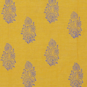 Hand block printed cotton saree