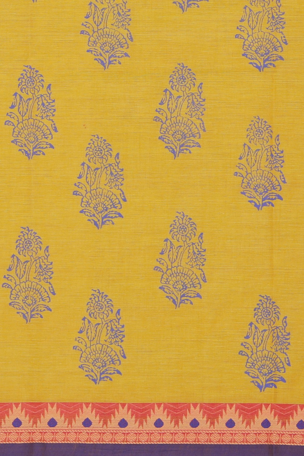 Hand block printed cotton saree