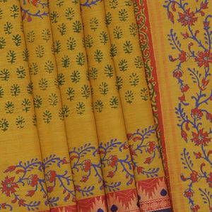 Hand block printed cotton saree