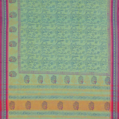 Hand block printed cotton saree
