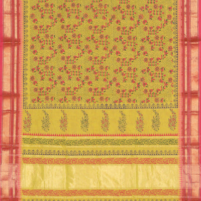 Hand block printed cotton saree