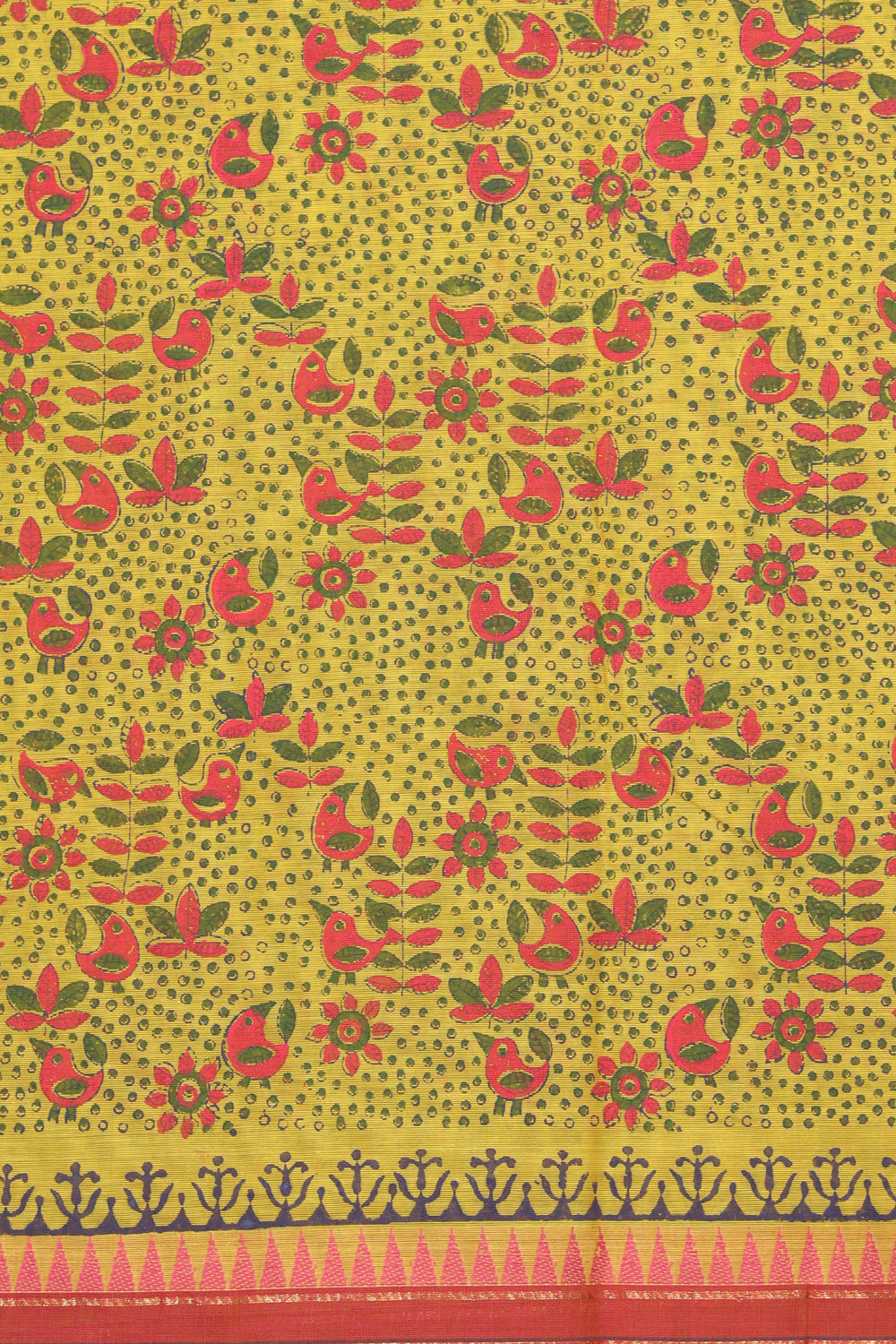 Hand block printed cotton saree