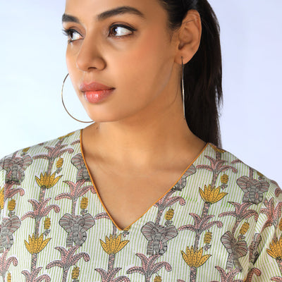 Handblock Printed Tiered Dress
