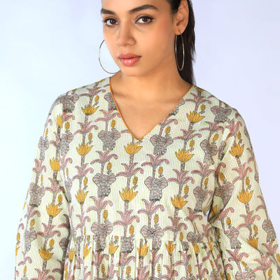 Handblock Printed Tiered Dress