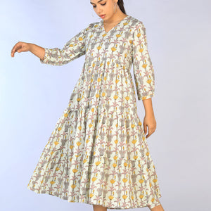 Handblock Printed Tiered Dress