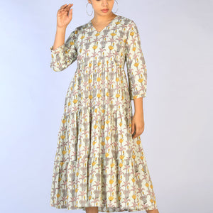Handblock Printed Tiered Dress