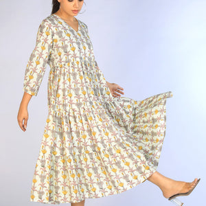 Handblock Printed Tiered Dress