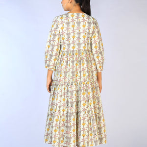 Handblock Printed Tiered Dress