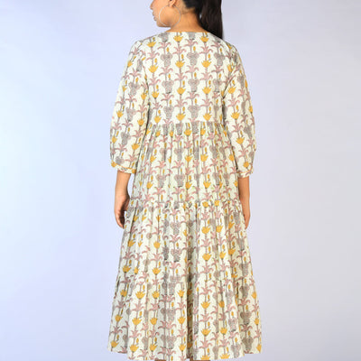 Handblock Printed Tiered Dress