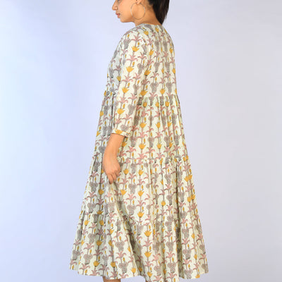 Handblock Printed Tiered Dress