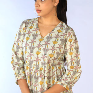Handblock Printed Tiered Dress