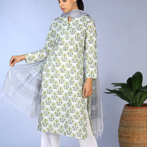 Handblock printed  Kurti & dupatta set