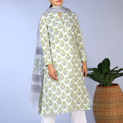 Handblock printed  Kurti & dupatta set