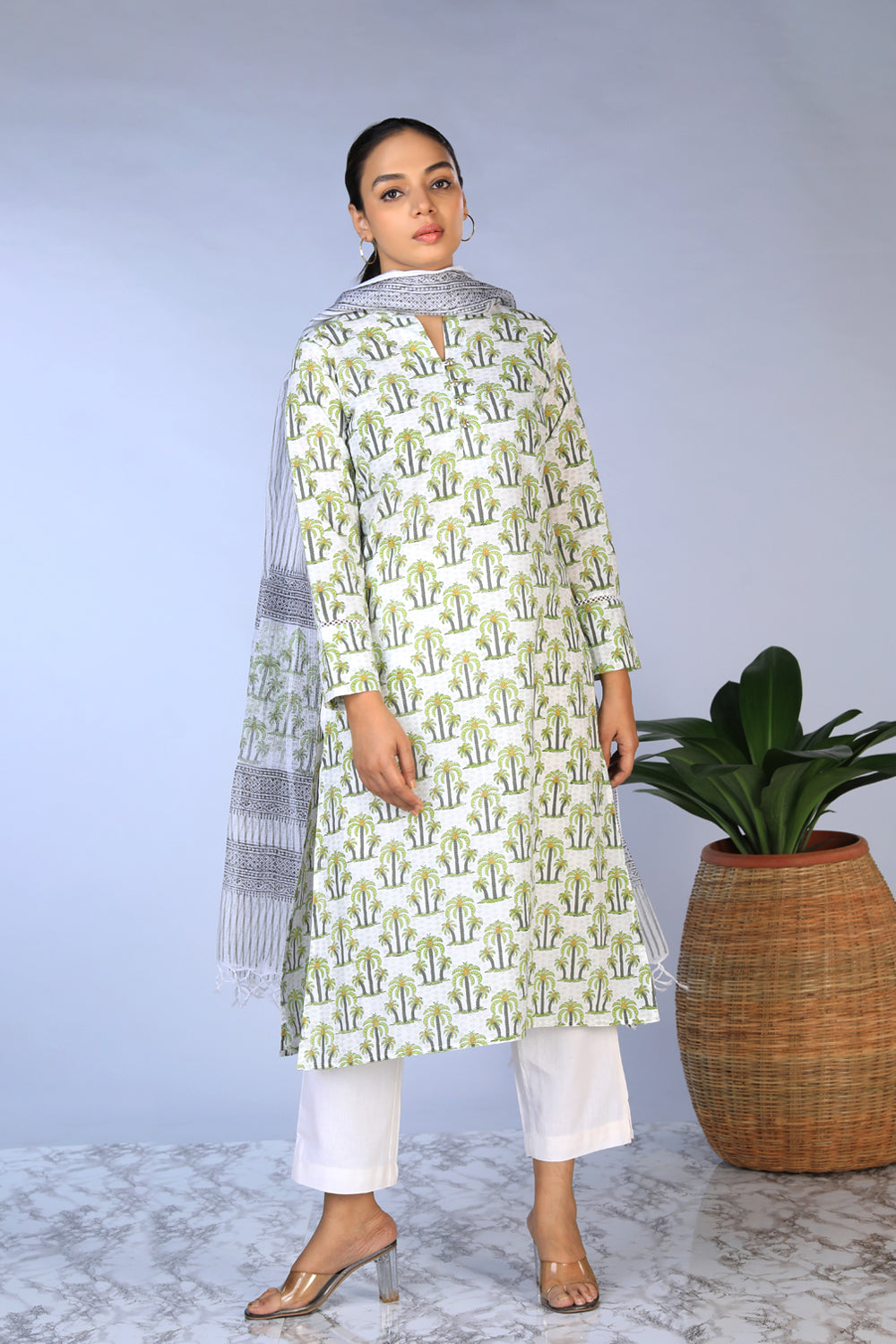 Handblock printed  Kurti & dupatta set