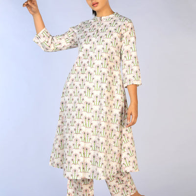 Hand block printed cotton cord set