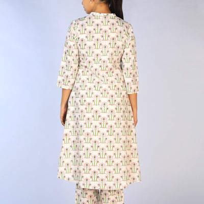 Hand block printed cotton cord set
