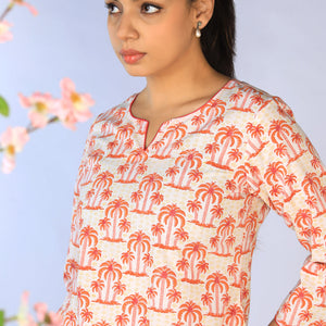 Hand block printed cotton cord set