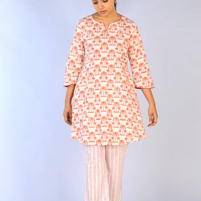 Hand block printed cotton cord set