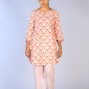 Hand block printed cotton cord set
