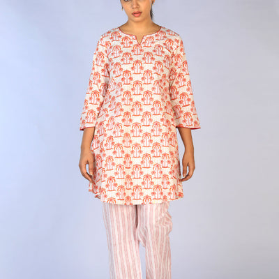 Hand block printed cotton cord set