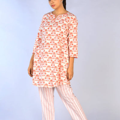 Hand block printed cotton cord set