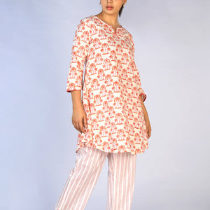 Hand block printed cotton cord set