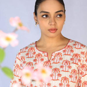 Hand block printed cotton cord set