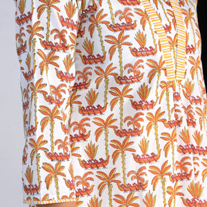 Handblock Printed A-line Kurti with pants set