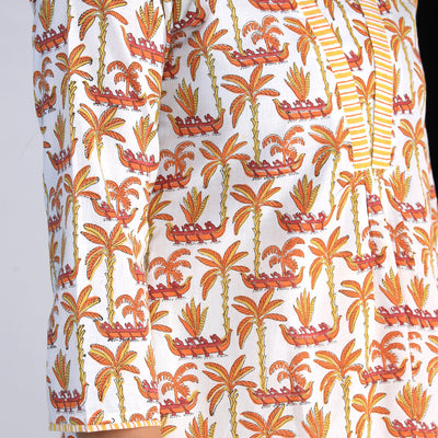 Handblock Printed A-line Kurti with pants set